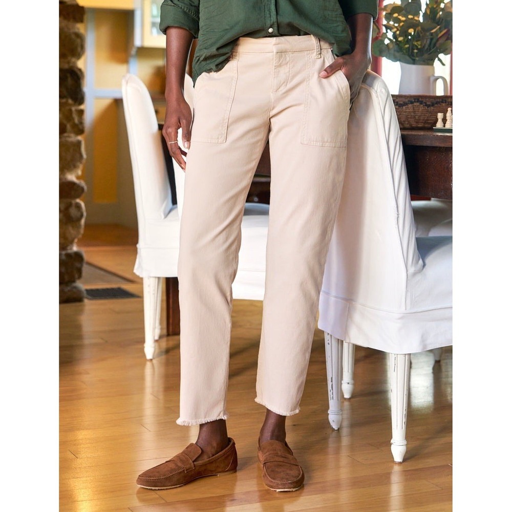 FRANK & EILEEN‎ Blackrock Utility Pants Khaki Italian Fabric Size 10 - Picture 2 of 16